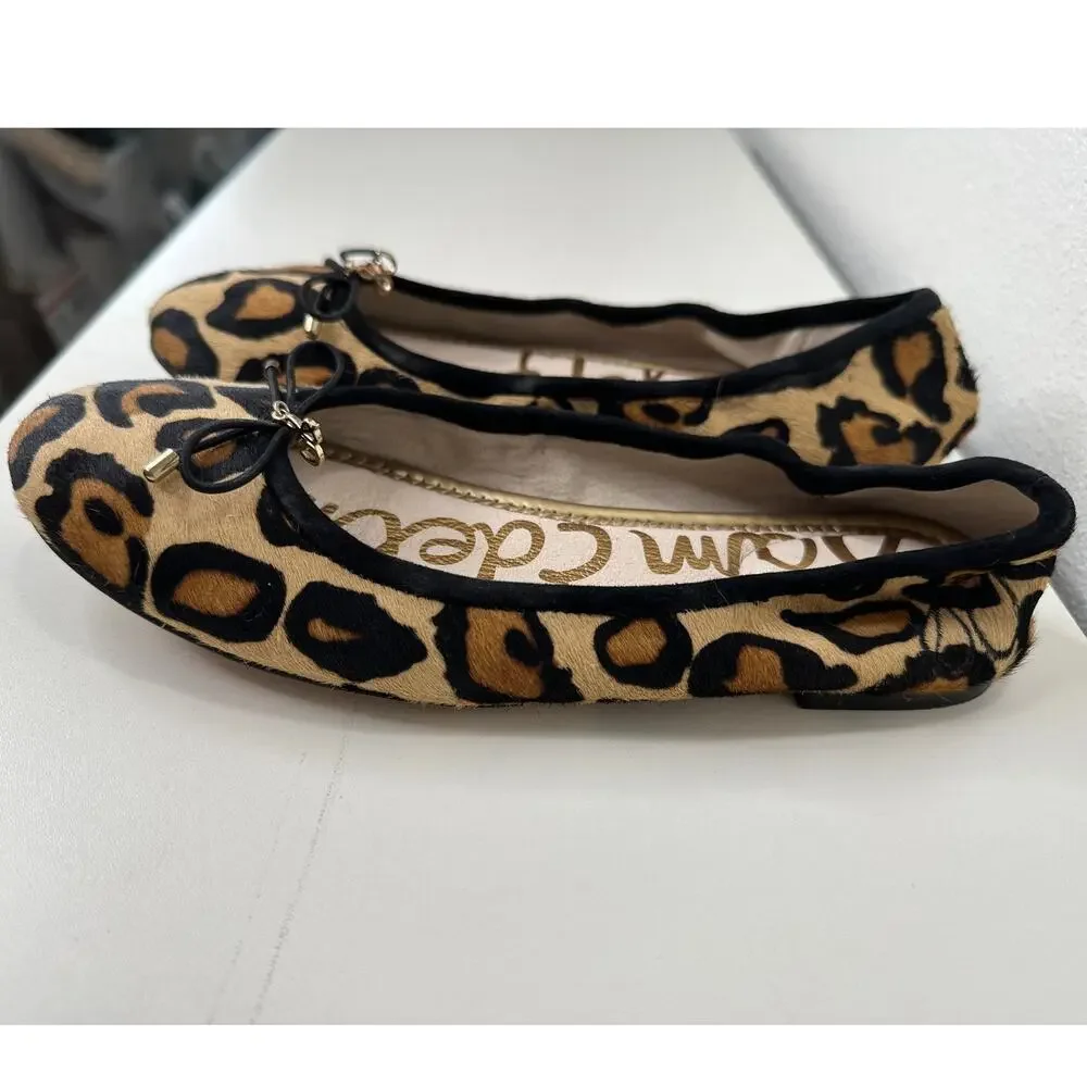 Sam Edelman Felicia Leopard Print Calf Hair Leather Flats 5.5